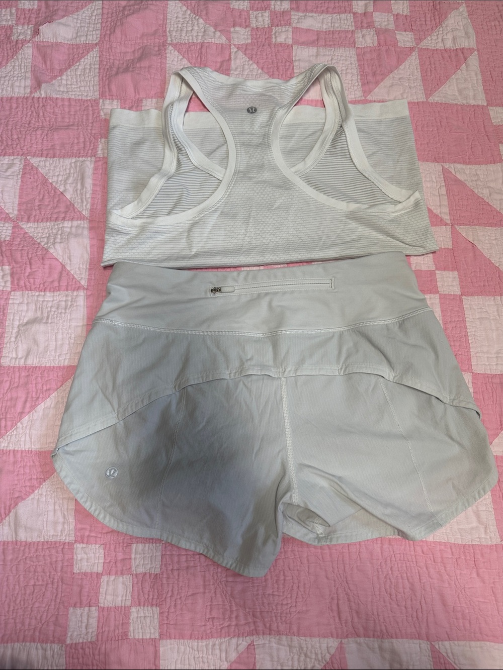 Set lululemon athletica White Racerback Tank & Running Shorts Set sz 4 - Picture 3 of 8